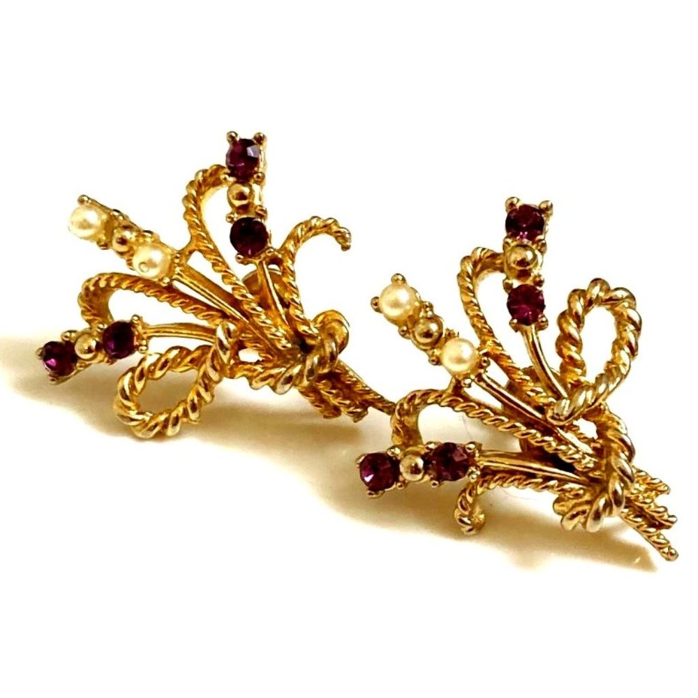 *TAKE 1/2 OFF: Sublime bouquet earrings in gold, purple and pearl by Coro
